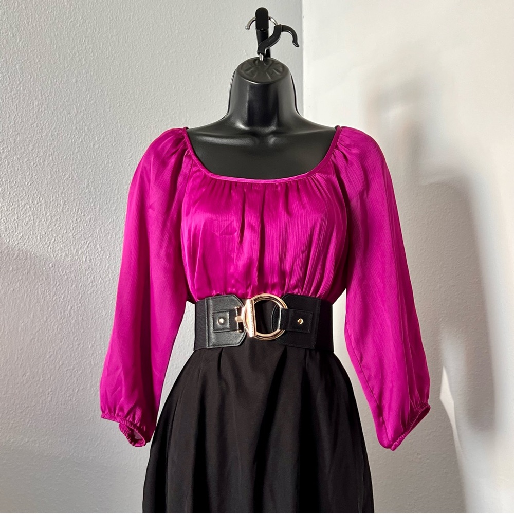 Y2K Magenta/Black Formal Office Dress